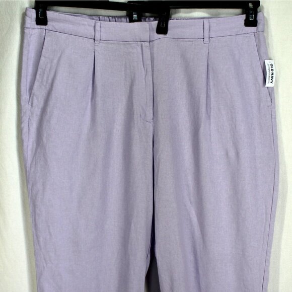 Old Navy Linen Blend Taylor Wide Leg Trousers Womens Size XXL Lavender High Rise - Picture 2 of 5